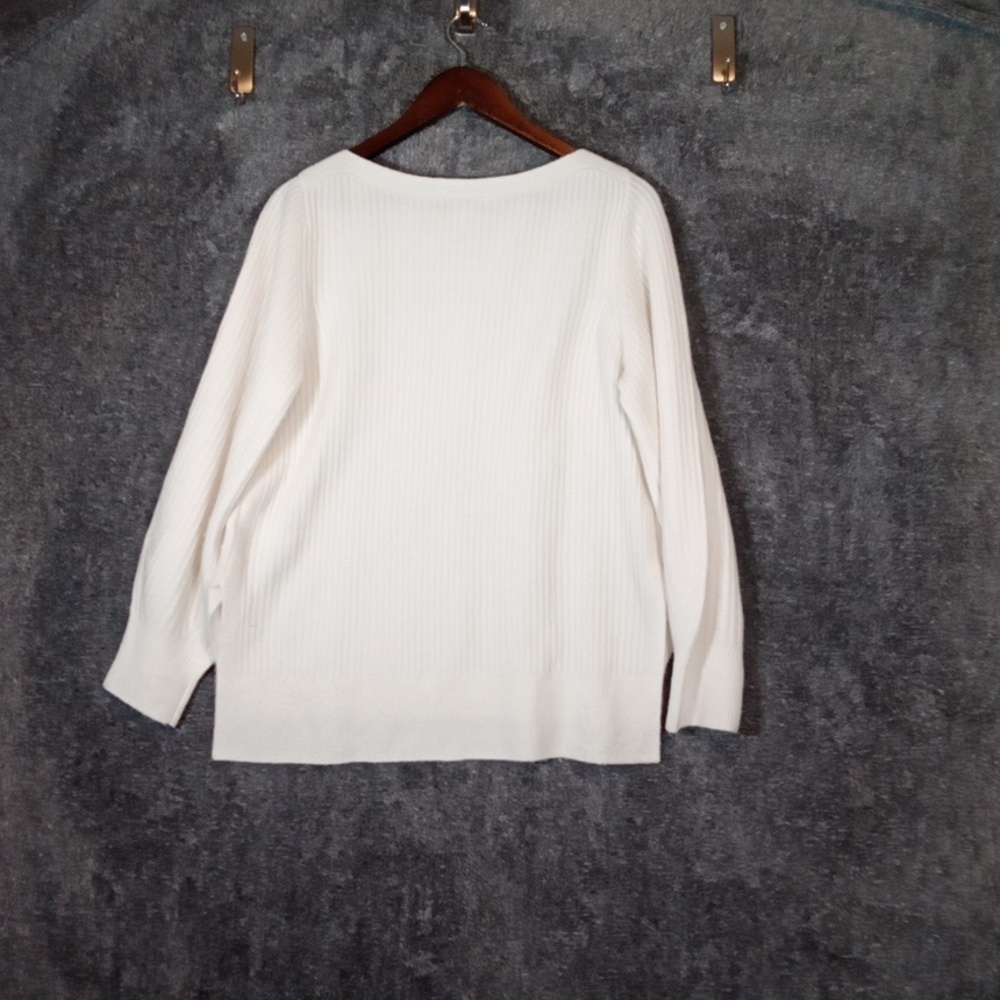 Athleta Cream Crew Neck Sweater Soft Knit Minimalist Design Merino Size Large - Picture 4 of 10